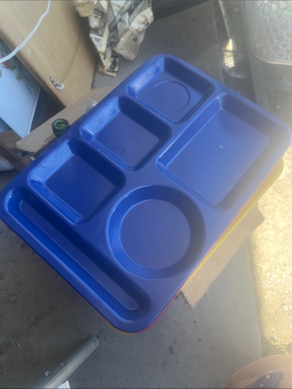 Blue Plastic Compartment Tray - Multi-Section Serving/Organizer